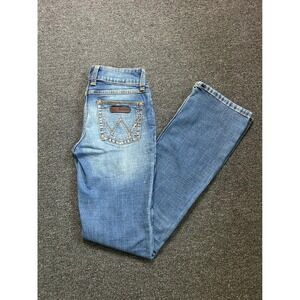Wrangler Low Rise Bootcut Blue Jeans Womens 5x36 Medium Wash Denim Rodeo Ranch